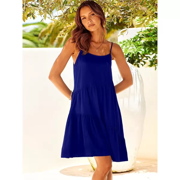 imageANRABESS Womens Summer Casual Dress Adjustable Spaghetti Strap Beach Cover Up Tank Mini DressesRoyal Blue