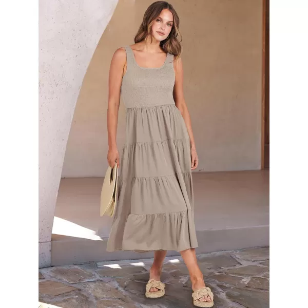 imageANRABESS Womens Summer Casual Dresses Boho Sleeveless Smocked Ruffle Tiered Swing A Line Midi Beach Dress with PocketsLight Gray