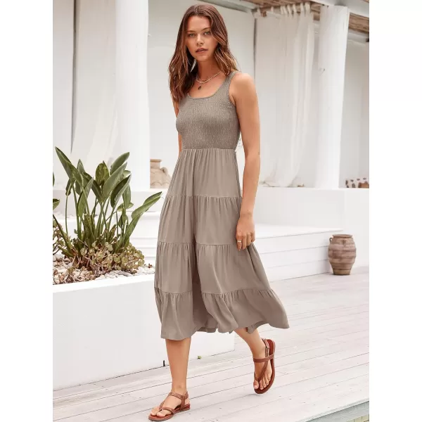 imageANRABESS Womens Summer Casual Dresses Boho Sleeveless Smocked Ruffle Tiered Swing A Line Midi Beach Dress with PocketsLight Gray