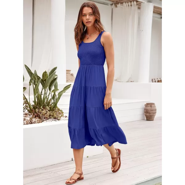 imageANRABESS Womens Summer Casual Dresses Boho Sleeveless Smocked Ruffle Tiered Swing A Line Midi Beach Dress with PocketsRoyal Blue