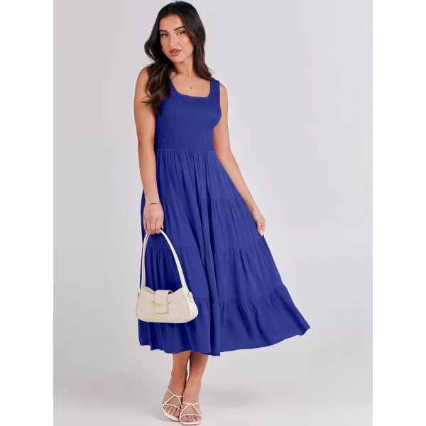 imageANRABESS Womens Summer Casual Dresses Boho Sleeveless Smocked Ruffle Tiered Swing A Line Midi Beach Dress with PocketsRoyal Blue