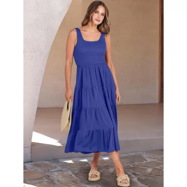 imageANRABESS Womens Summer Casual Dresses Boho Sleeveless Smocked Ruffle Tiered Swing A Line Midi Beach Dress with PocketsRoyal Blue