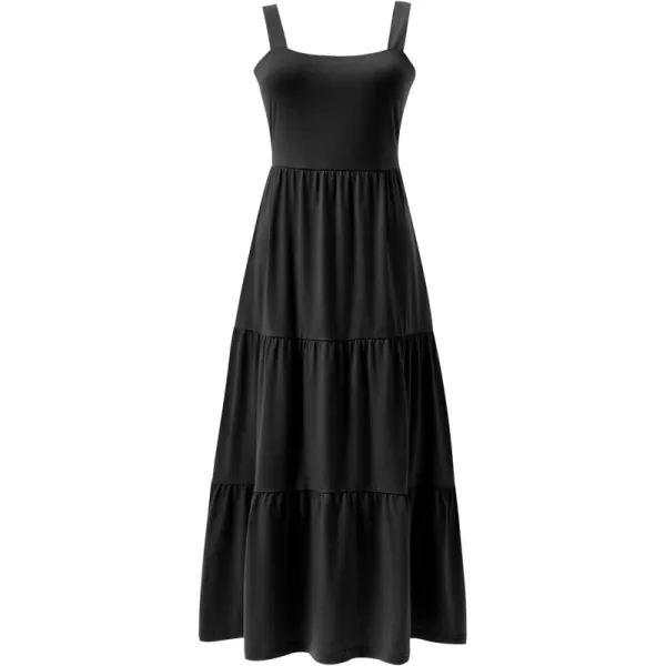 imageANRABESS Womens Summer Casual Long Maxi Beach Vacation Dresses Sleeveless Square Neck Flowy Tiered Sun Dress with Pockets01 Black