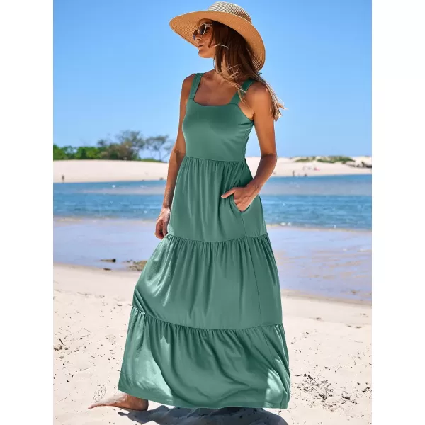 imageANRABESS Womens Summer Casual Long Maxi Beach Vacation Dresses Sleeveless Square Neck Flowy Tiered Sun Dress with PocketsGrass