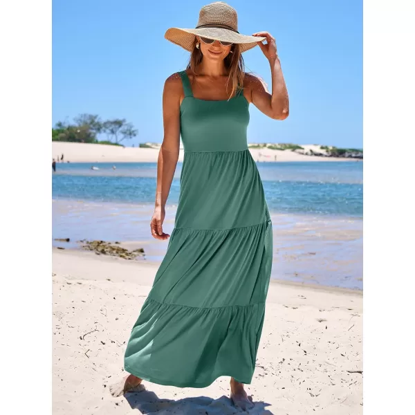imageANRABESS Womens Summer Casual Long Maxi Beach Vacation Dresses Sleeveless Square Neck Flowy Tiered Sun Dress with PocketsGrass