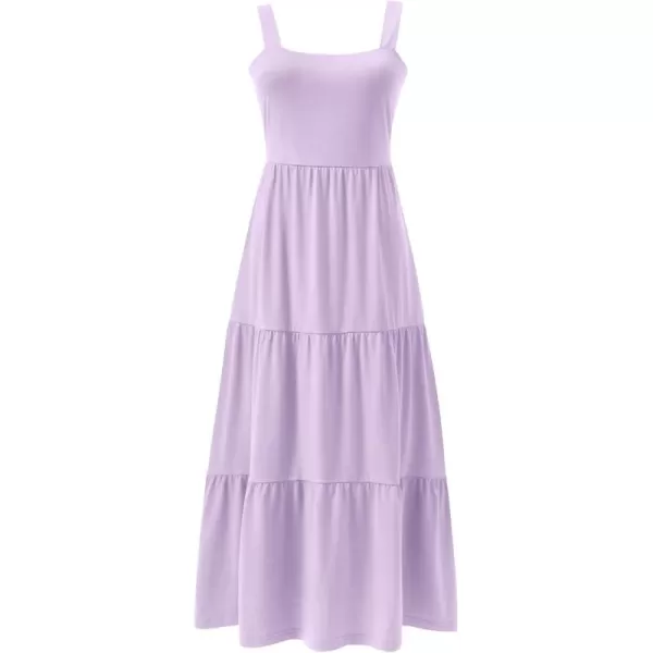 imageANRABESS Womens Summer Casual Long Maxi Beach Vacation Dresses Sleeveless Square Neck Flowy Tiered Sun Dress with PocketsPurple