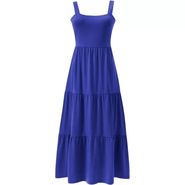imageANRABESS Womens Summer Casual Long Maxi Beach Vacation Dresses Sleeveless Square Neck Flowy Tiered Sun Dress with PocketsRoyal Blue