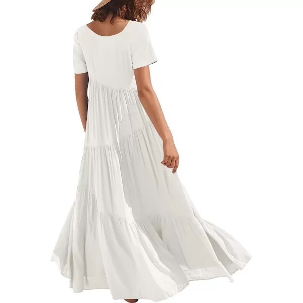 imageANRABESS Womens Summer Casual Loose Maxi Dress Short Sleeve Crewneck Asymmetric Tiered Beach Long DressesBeige