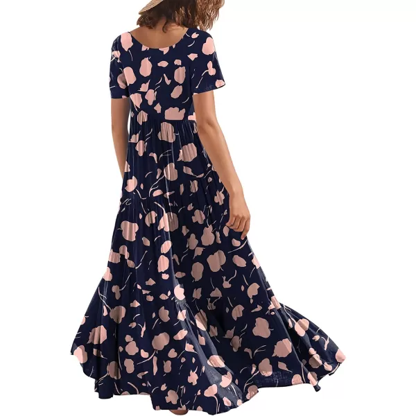 imageANRABESS Womens Summer Casual Loose Maxi Dress Short Sleeve Crewneck Asymmetric Tiered Beach Long DressesPrint Dot Pink