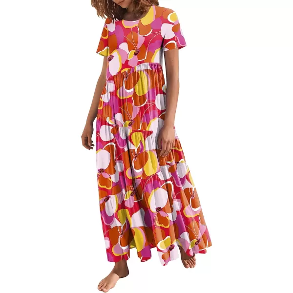 imageANRABESS Womens Summer Casual Loose Maxi Dress Short Sleeve Crewneck Asymmetric Tiered Beach Long DressesPrint Floral 2