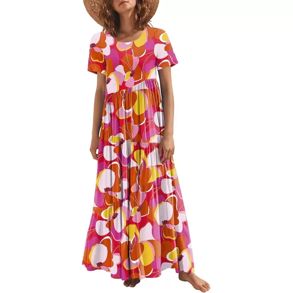 imageANRABESS Womens Summer Casual Loose Maxi Dress Short Sleeve Crewneck Asymmetric Tiered Beach Long DressesPrint Floral 2