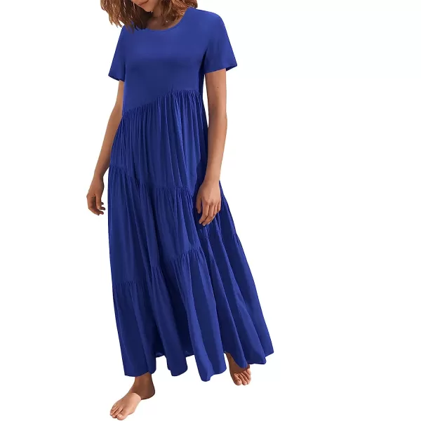 imageANRABESS Womens Summer Casual Loose Maxi Dress Short Sleeve Crewneck Asymmetric Tiered Beach Long DressesRoyan