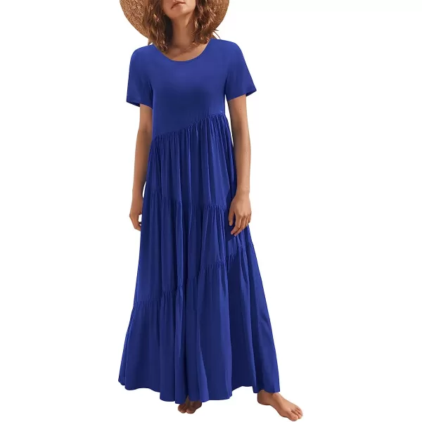 imageANRABESS Womens Summer Casual Loose Maxi Dress Short Sleeve Crewneck Asymmetric Tiered Beach Long DressesRoyan