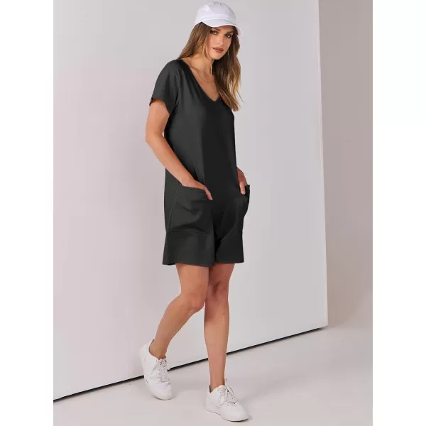 imageANRABESS Womens Summer Casual Loose Short Sleeve V Neck Rompers One Piece Rompers Jumpsuit Outfits with PocketsBlack