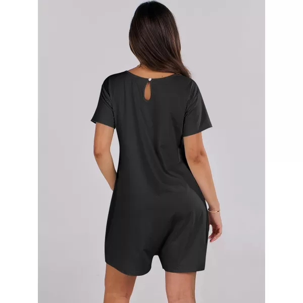 imageANRABESS Womens Summer Casual Loose Short Sleeve V Neck Rompers One Piece Rompers Jumpsuit Outfits with PocketsBlack