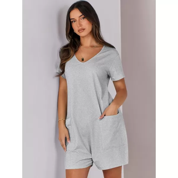 imageANRABESS Womens Summer Casual Loose Short Sleeve V Neck Rompers One Piece Rompers Jumpsuit Outfits with PocketsGrey
