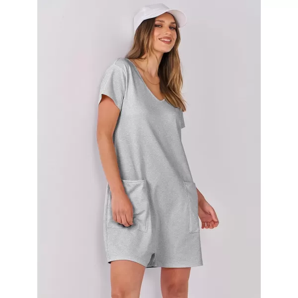 imageANRABESS Womens Summer Casual Loose Short Sleeve V Neck Rompers One Piece Rompers Jumpsuit Outfits with PocketsGrey