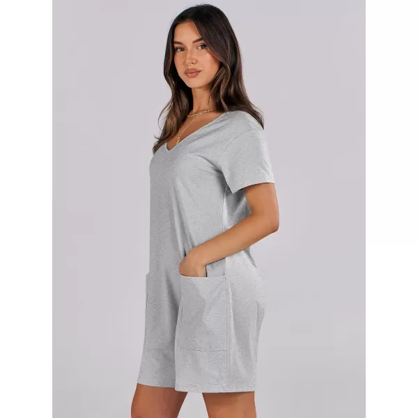 imageANRABESS Womens Summer Casual Loose Short Sleeve V Neck Rompers One Piece Rompers Jumpsuit Outfits with PocketsGrey