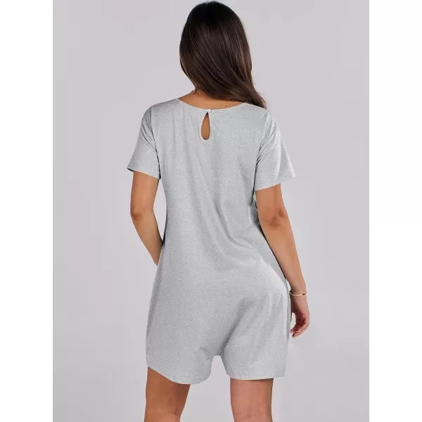 imageANRABESS Womens Summer Casual Loose Short Sleeve V Neck Rompers One Piece Rompers Jumpsuit Outfits with PocketsGrey