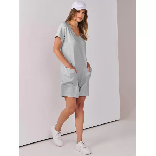 imageANRABESS Womens Summer Casual Loose Short Sleeve V Neck Rompers One Piece Rompers Jumpsuit Outfits with PocketsGrey
