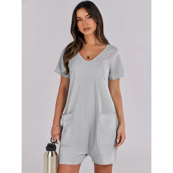 imageANRABESS Womens Summer Casual Loose Short Sleeve V Neck Rompers One Piece Rompers Jumpsuit Outfits with PocketsGrey
