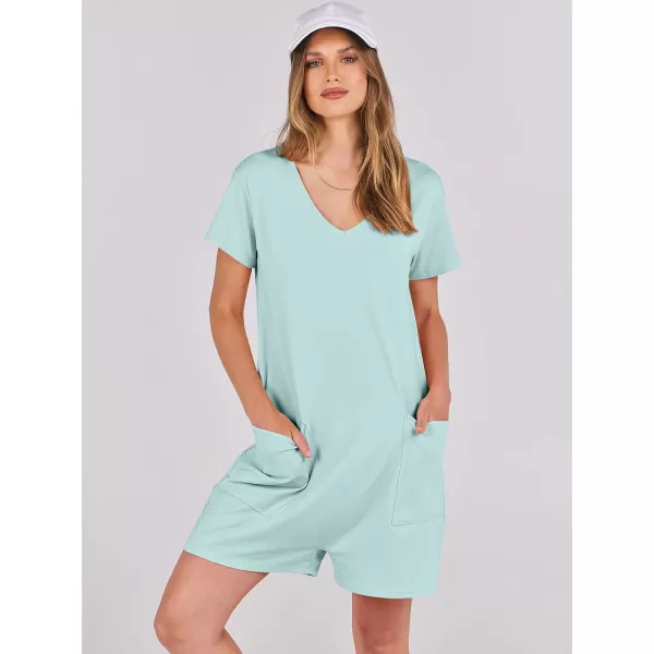 imageANRABESS Womens Summer Casual Loose Short Sleeve V Neck Rompers One Piece Rompers Jumpsuit Outfits with PocketsMint Green