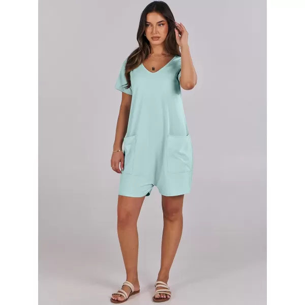 imageANRABESS Womens Summer Casual Loose Short Sleeve V Neck Rompers One Piece Rompers Jumpsuit Outfits with PocketsMint Green