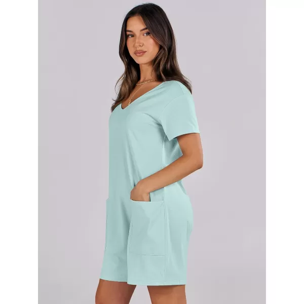 imageANRABESS Womens Summer Casual Loose Short Sleeve V Neck Rompers One Piece Rompers Jumpsuit Outfits with PocketsMint Green