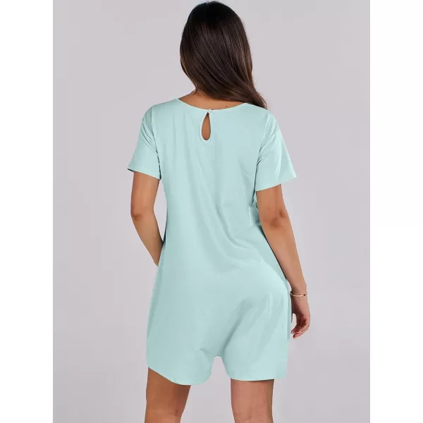 imageANRABESS Womens Summer Casual Loose Short Sleeve V Neck Rompers One Piece Rompers Jumpsuit Outfits with PocketsMint Green