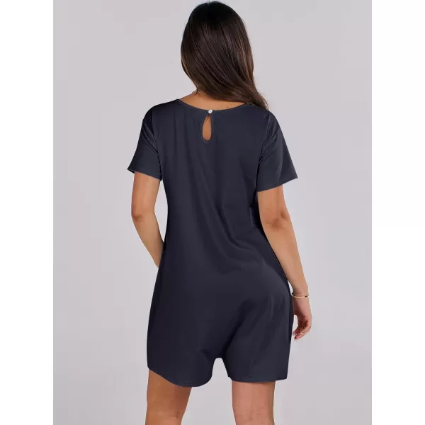 imageANRABESS Womens Summer Casual Loose Short Sleeve V Neck Rompers One Piece Rompers Jumpsuit Outfits with PocketsNavy Blue