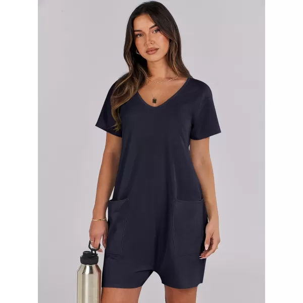 imageANRABESS Womens Summer Casual Loose Short Sleeve V Neck Rompers One Piece Rompers Jumpsuit Outfits with PocketsNavy Blue