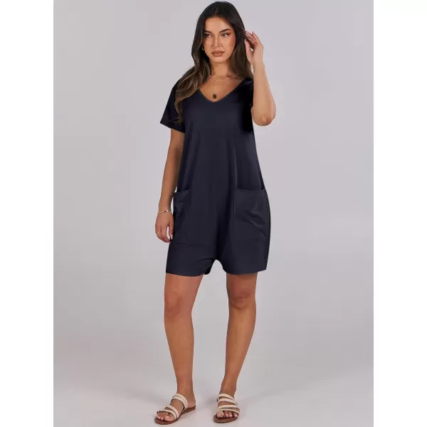 imageANRABESS Womens Summer Casual Loose Short Sleeve V Neck Rompers One Piece Rompers Jumpsuit Outfits with PocketsNavy Blue