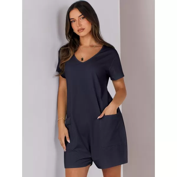 imageANRABESS Womens Summer Casual Loose Short Sleeve V Neck Rompers One Piece Rompers Jumpsuit Outfits with PocketsNavy Blue