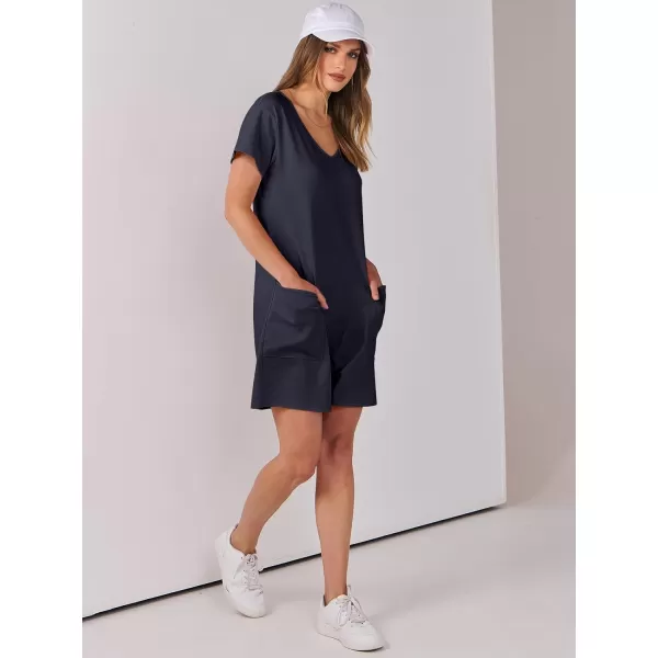 imageANRABESS Womens Summer Casual Loose Short Sleeve V Neck Rompers One Piece Rompers Jumpsuit Outfits with PocketsNavy Blue