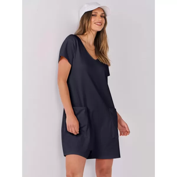 imageANRABESS Womens Summer Casual Loose Short Sleeve V Neck Rompers One Piece Rompers Jumpsuit Outfits with PocketsNavy Blue