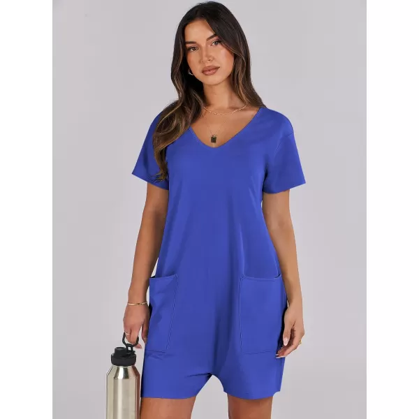 imageANRABESS Womens Summer Casual Loose Short Sleeve V Neck Rompers One Piece Rompers Jumpsuit Outfits with PocketsRoyal Blue