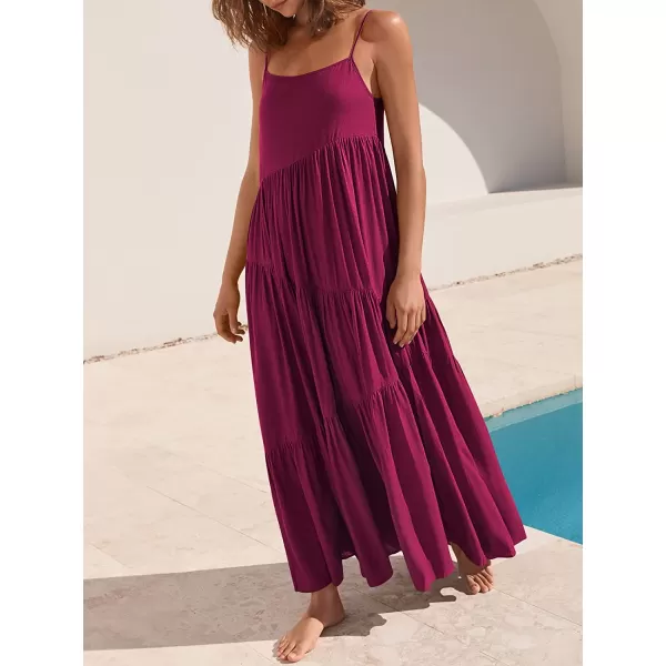 imageANRABESS Womens Summer Casual Loose Sleeveless Spaghetti Strap Asymmetric Tiered Beach Maxi Long DressBrick Red