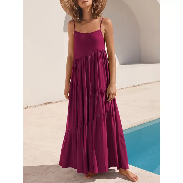 imageANRABESS Womens Summer Casual Loose Sleeveless Spaghetti Strap Asymmetric Tiered Beach Maxi Long DressBrick Red