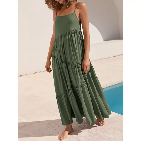 imageANRABESS Womens Summer Casual Loose Sleeveless Spaghetti Strap Asymmetric Tiered Beach Maxi Long DressOlive