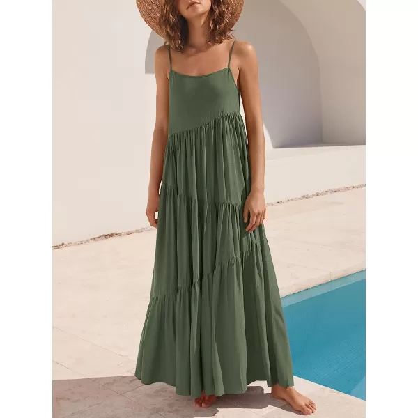 imageANRABESS Womens Summer Casual Loose Sleeveless Spaghetti Strap Asymmetric Tiered Beach Maxi Long DressOlive