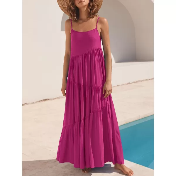 imageANRABESS Womens Summer Casual Loose Sleeveless Spaghetti Strap Asymmetric Tiered Beach Maxi Long DressRose