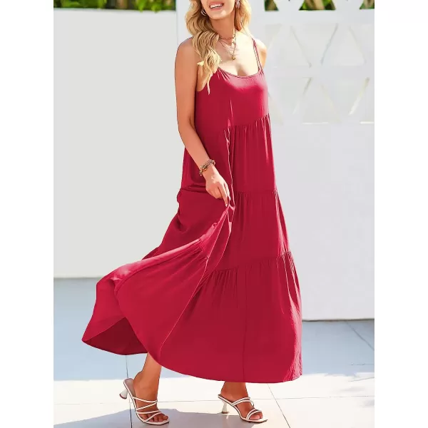 imageANRABESS Womens Summer Casual Loose Sleeveless Spaghetti Strap Asymmetric Tiered Beach Maxi Long DressWine Red