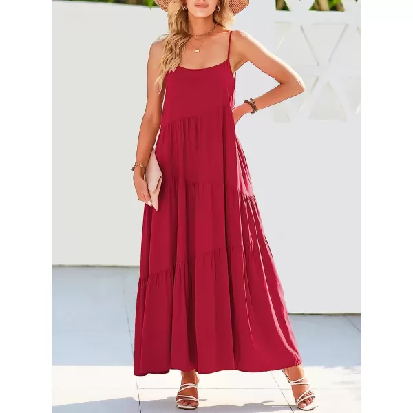 imageANRABESS Womens Summer Casual Loose Sleeveless Spaghetti Strap Asymmetric Tiered Beach Maxi Long DressWine Red