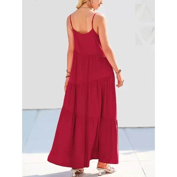 imageANRABESS Womens Summer Casual Loose Sleeveless Spaghetti Strap Asymmetric Tiered Beach Maxi Long DressWine Red