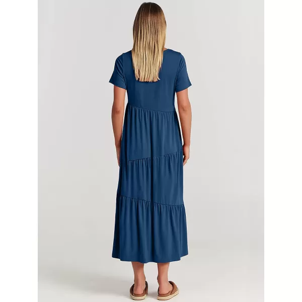 imageANRABESS Womens Summer Casual Short Sleeve Crewneck Swing Dress Casual Flowy Tiered Maxi Beach Dress with Pockets02 Blue