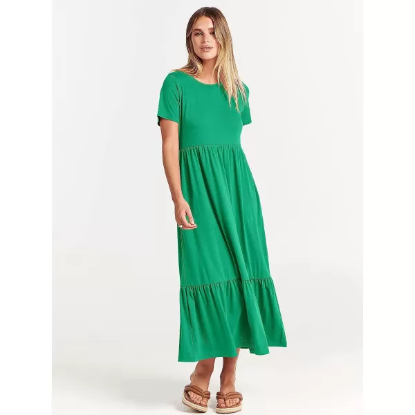 imageANRABESS Womens Summer Casual Short Sleeve Crewneck Swing Dress Casual Flowy Tiered Maxi Beach Dress with PocketsGrass