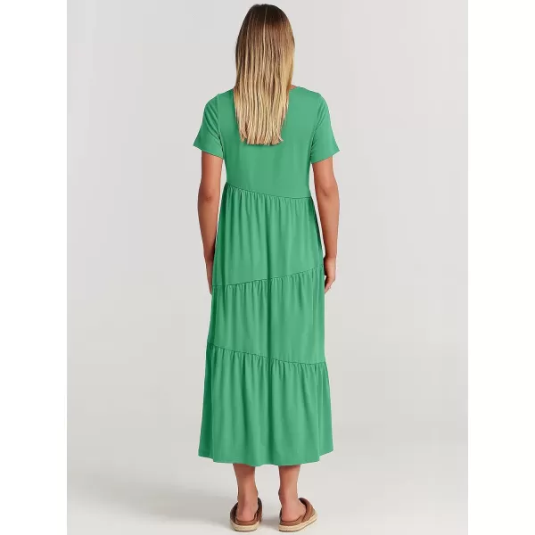 imageANRABESS Womens Summer Casual Short Sleeve Crewneck Swing Maxi Dress Flowy Asymmetric Tiered Beach Dress with PocketsGrass