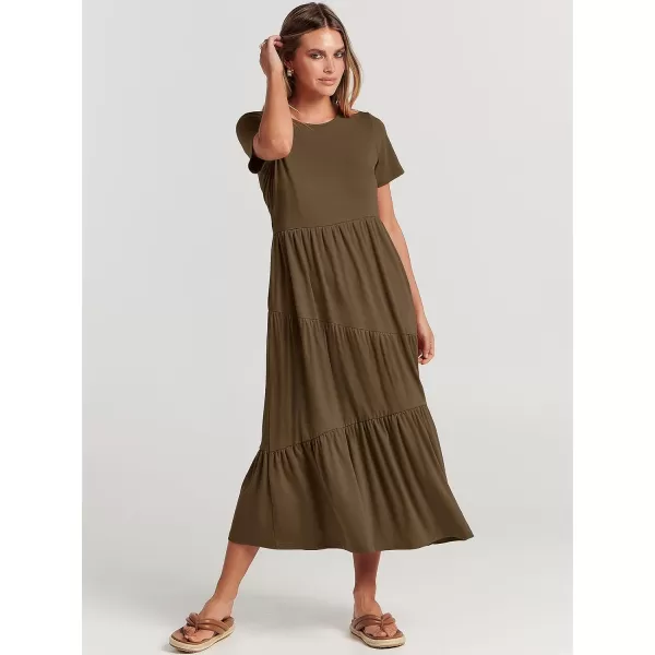 imageANRABESS Womens Summer Casual Short Sleeve Crewneck Swing Maxi Dress Flowy Asymmetric Tiered Beach Dress with PocketsOffice