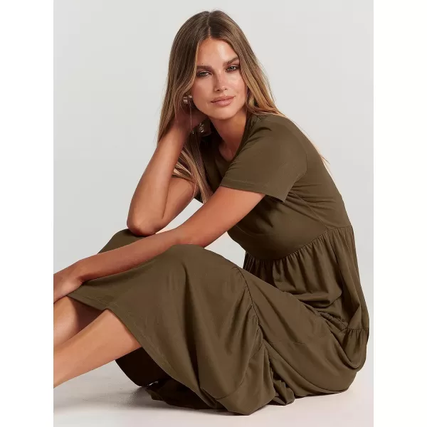 imageANRABESS Womens Summer Casual Short Sleeve Crewneck Swing Maxi Dress Flowy Asymmetric Tiered Beach Dress with PocketsOffice