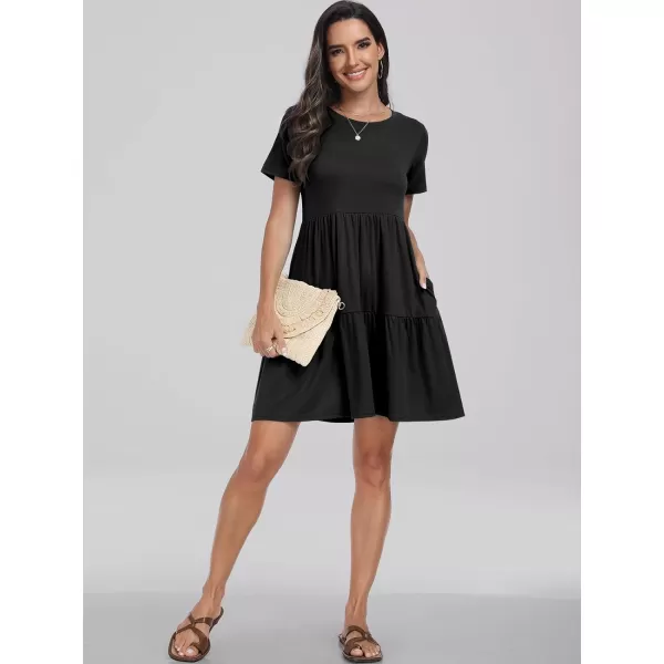 imageANRABESS Womens Summer Casual Short Sleeve Crewneck T Shirt Dress Beach Mini Dresses with PocketsBlack
